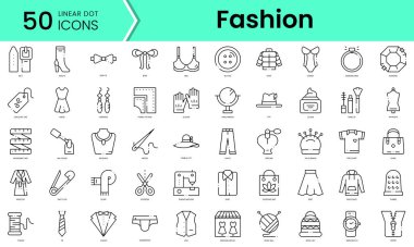 Set of fashion icons. Line art style icons bundle. vector illustration