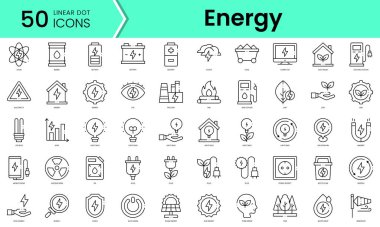 Set of energy icons. Line art style icons bundle. vector illustration