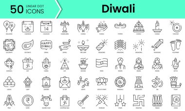 Set of diwali icons. Line art style icons bundle. vector illustration