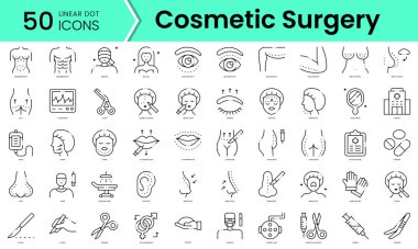 Set of cosmetic surgery icons. Line art style icons bundle. vector illustration
