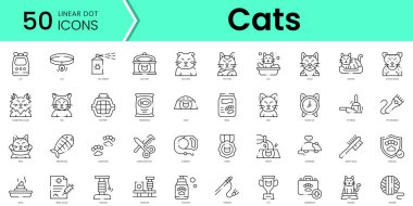 Set of cats icons. Line art style icons bundle. vector illustration