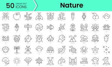 Set of nature icons. Line art style icons bundle. vector illustration
