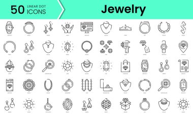 Set of jewelry icons. Line art style icons bundle. vector illustration