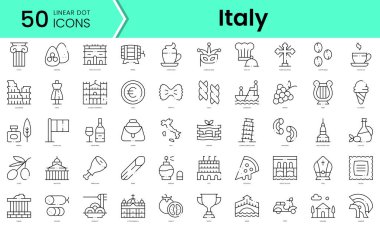 Set of italy icons. Line art style icons bundle. vector illustration