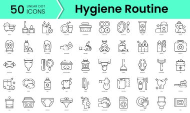 Set of hygiene routine icons. Line art style icons bundle. vector illustration