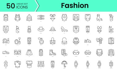Set of fashion icons. Line art style icons bundle. vector illustration