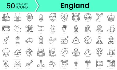 İngiltere ikonları seti. Çizgi sanatı simgeleri paketi. vektör illüstrasyonu