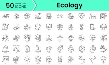 Bir dizi ekoloji ikonu. Çizgi sanatı simgeleri paketi. vektör illüstrasyonu