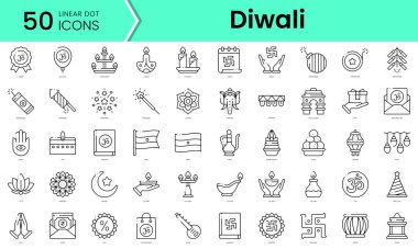 Set of diwali icons. Line art style icons bundle. vector illustration