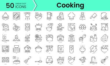 Yemek pişirme ikonları. Çizgi sanatı simgeleri paketi. vektör illüstrasyonu
