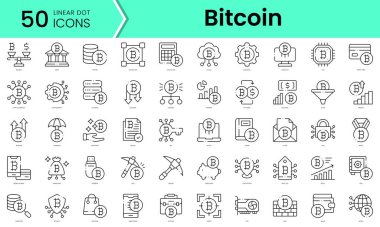 Set of bitcoin icons. Line art style icons bundle. vector illustration