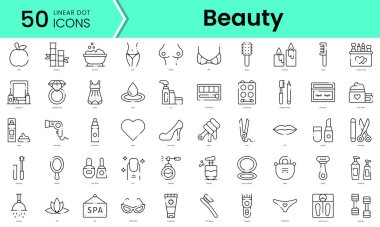 Güzellik simgeleri. Çizgi sanatı simgeleri paketi. vektör illüstrasyonu