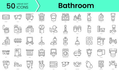 Banyo ikonları. Çizgi sanatı simgeleri paketi. vektör illüstrasyonu