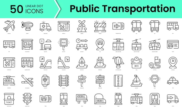 Set of public transportation icons. Line art style icons bundle. vector illustration