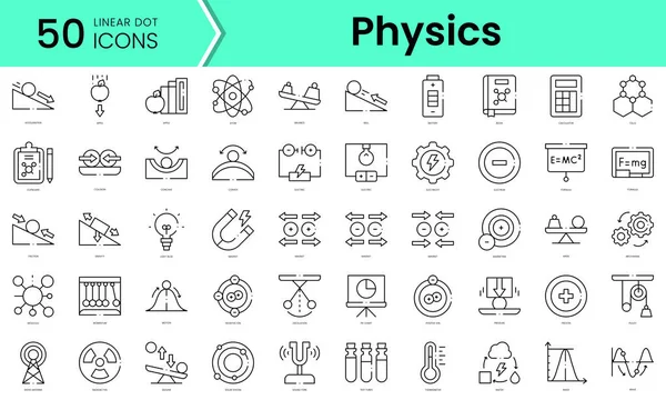 Set of physics icons. Line art style icons bundle. vector illustration