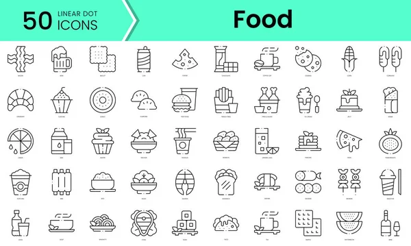 Yemek Ikonları Çizgi Sanatı Simgeleri Paketi Vektör Illüstrasyonu — Stok Vektör