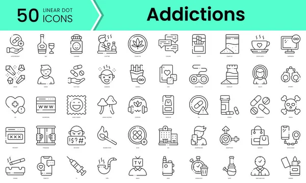 Set of addictions icons. Line art style icons bundle. vector illustration