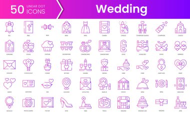 Düğün ikonları. Gradyan stil simgesi paketi. Vektör İllüstrasyonu