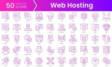 Web sunucu simgeleri seti. Gradyan stil simgesi paketi. Vektör İllüstrasyonu