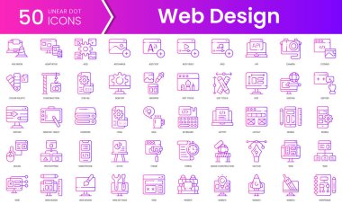 Web tasarım simgeleri. Gradyan stil simgesi paketi. Vektör İllüstrasyonu