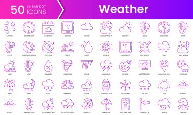Hava durumu ikonları. Gradyan stil simgesi paketi. Vektör İllüstrasyonu