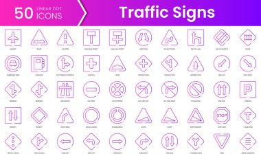 Trafik işaretleri simgeleri. Gradyan stil simgesi paketi. Vektör İllüstrasyonu