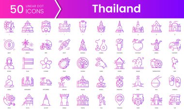 Tayland ikonları seti. Gradyan stil simgesi paketi. Vektör İllüstrasyonu