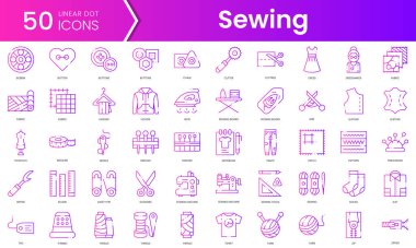 Bir dizi dikiş ikonu. Gradyan stil simgesi paketi. Vektör İllüstrasyonu