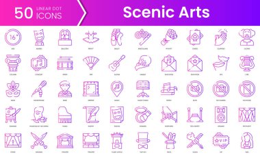 Bir dizi sahne sanatları ikonu. Gradyan stil simgesi paketi. Vektör İllüstrasyonu