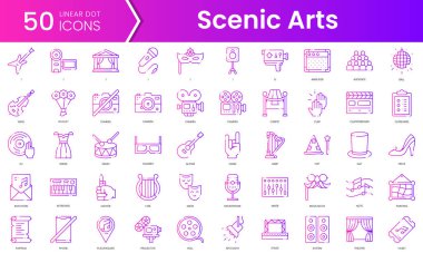 Bir dizi sahne sanatları ikonu. Gradyan stil simgesi paketi. Vektör İllüstrasyonu
