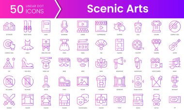 Bir dizi sahne sanatları ikonu. Gradyan stil simgesi paketi. Vektör İllüstrasyonu