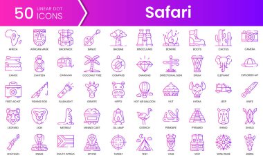 Safari ikonları seti. Gradyan stil simgesi paketi. Vektör İllüstrasyonu