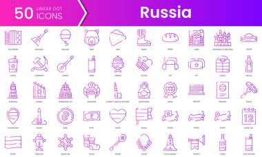 Bir dizi Rusya ikonu. Gradyan stil simgesi paketi. Vektör İllüstrasyonu