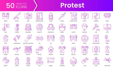 Protesto simgeleri. Gradyan stil simgesi paketi. Vektör İllüstrasyonu