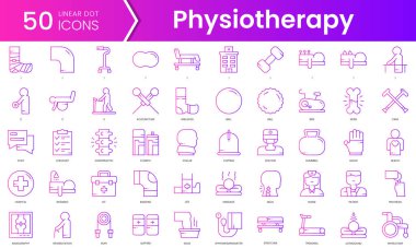 Bir dizi fizyoterapi ikonu. Gradyan stil simgesi paketi. Vektör İllüstrasyonu