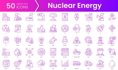 Nükleer enerji ikonları. Gradyan stil simgesi paketi. Vektör İllüstrasyonu
