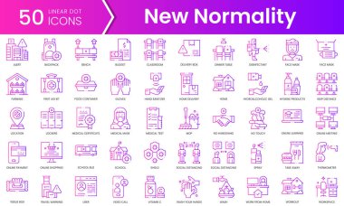 Yeni normallik simgeleri seti. Gradyan stil simgesi paketi. Vektör İllüstrasyonu