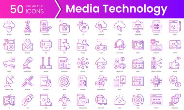 Medya teknolojisi ikonları. Gradyan stil simgesi paketi. Vektör İllüstrasyonu