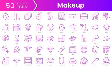 Makyaj ikonları. Gradyan stil simgesi paketi. Vektör İllüstrasyonu