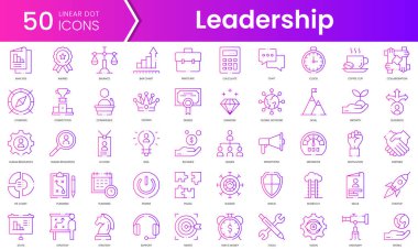 Liderlik simgeleri. Gradyan stil simgesi paketi. Vektör İllüstrasyonu