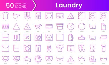 Çamaşır ikonları. Gradyan stil simgesi paketi. Vektör İllüstrasyonu