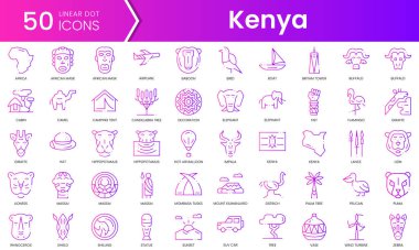 Kenya ikonları. Gradyan stil simgesi paketi. Vektör İllüstrasyonu