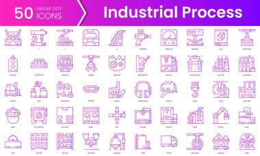 Endüstriyel işlem simgeleri. Gradyan stil simgesi paketi. Vektör İllüstrasyonu