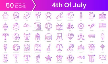 4 Temmuz ikonlarının bağımsızlık günü. Gradyan stil simgesi paketi. Vektör İllüstrasyonu
