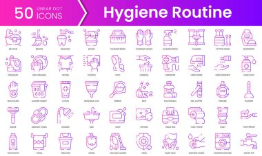 Bir dizi hijyen rutin ikonu. Gradyan stil simgesi paketi. Vektör İllüstrasyonu