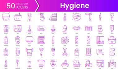 Bir dizi hijyen ikonu. Gradyan stil simgesi paketi. Vektör İllüstrasyonu