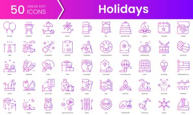 Bir dizi tatil ikonu. Gradyan stil simgesi paketi. Vektör İllüstrasyonu