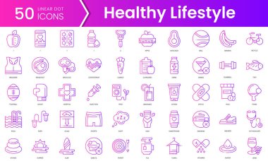 Sağlıklı yaşam tarzı ikonları. Gradyan stil simgesi paketi. Vektör İllüstrasyonu