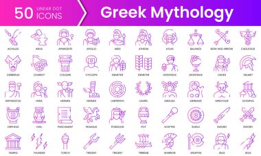 Yunan mitolojisi ikonları. Gradyan stil simgesi paketi. Vektör İllüstrasyonu