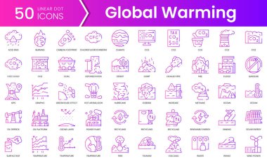 Küresel ısınma ikonları. Gradyan stil simgesi paketi. Vektör İllüstrasyonu